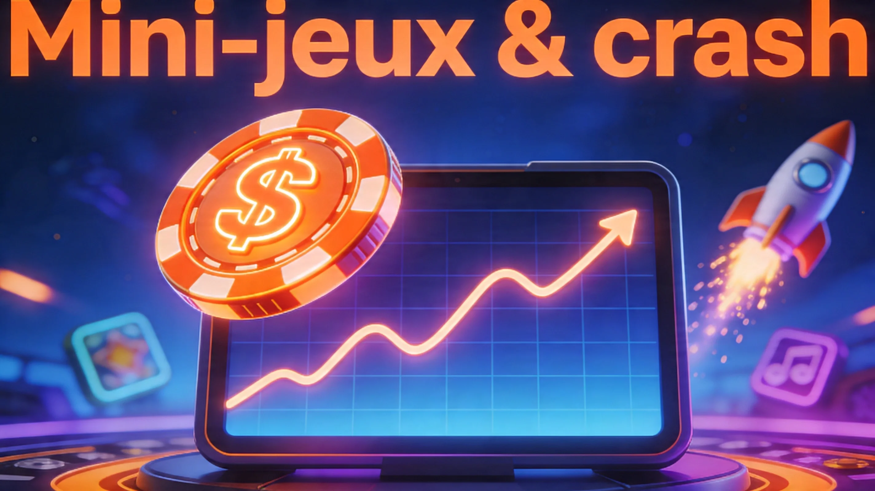 Écran de jeu numérique pour illustrer les mini-jeux et crash games