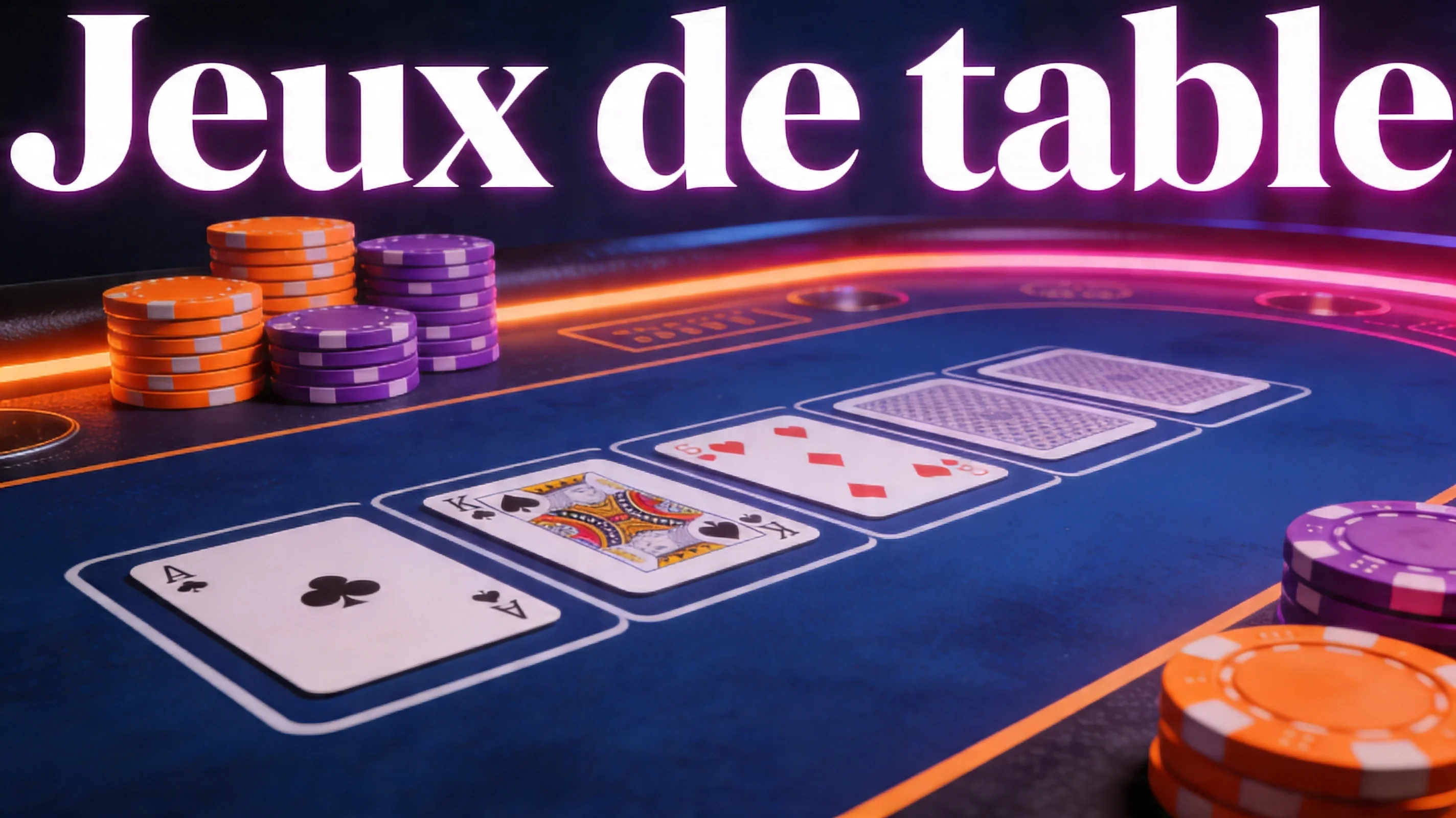 Jetons de poker et ambiance jeux de table